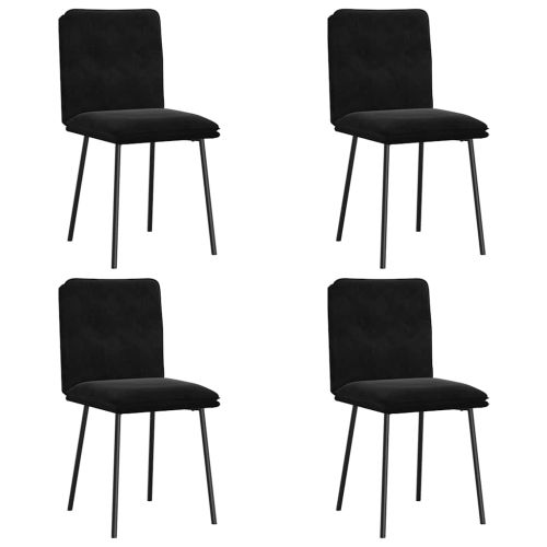 Трапезни столове, 4 бр, черни, кадифе