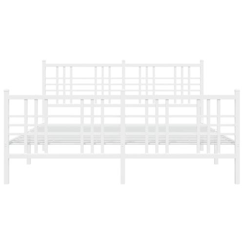 Метална рамка за легло с горна и долна табла, бяла, 150x200 см