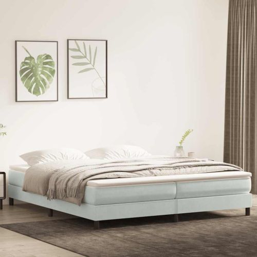 Box Spring Легло без матрак Светло сиво 200x210 cm Кадифе