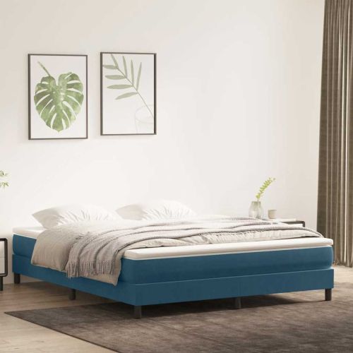 Box Spring легло без матрак Тъмно синьо 180x210 cm кадифе