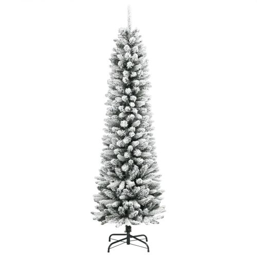 Изкуствена тънка коледна елха с флокиран сняг 240 cm PVC&PE