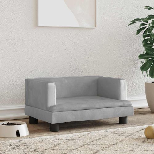 Кучешко легло светлосиво 60x40x30 см кадифе