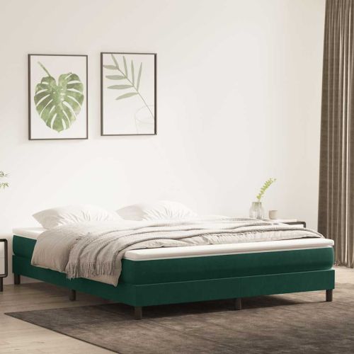 Box Spring легло без матрак Тъмнозелено 180x220 cm кадифе