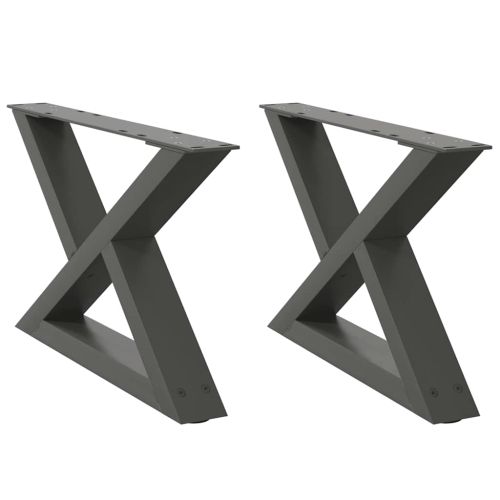 Крака за масичка за кафе, 2 бр., антрацит, 50x(30-31,3) см, стомана