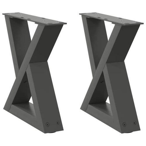 Крака за масичка за кафе, 2 бр., антрацит, 30x(30-31,3) см, стомана