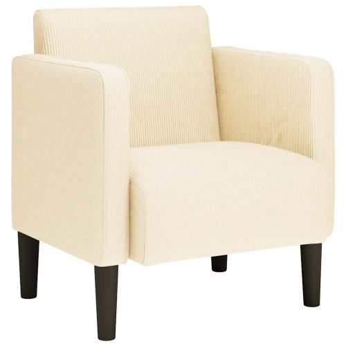 Разтегателен диван с подлакътници кремав 54 см велурена тъкан