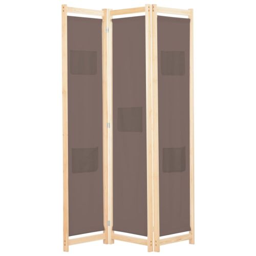 Параван за стая, 3 панела, кафяв, 120x170x4 cм, текстил