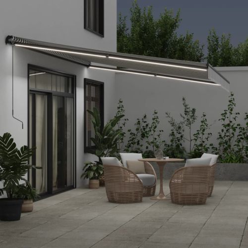 Автоматично прибираща се тента, антрацит и бял, 500x350 см