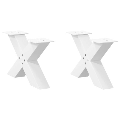 Крака за масичка за кафе, X-образни, 2 бр., бели, 50 x (30-31) см, стомана