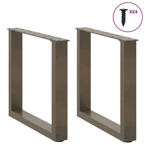 Крака за масичка за кафе, U-образни, 2 бр., естествена стомана, 50 x (42-43) см, стомана