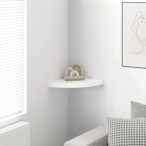 323907 Floating Corner Shelf High Gloss White 35x35x3,8 cm MDF