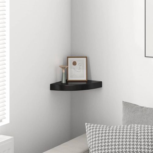 323889 Floating Corner Shelf High Gloss Black 25x25x3,8 cm MDF
