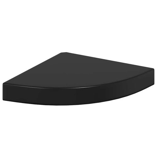 323889 Floating Corner Shelf High Gloss Black 25x25x3,8 cm MDF