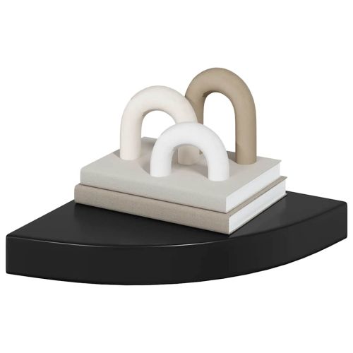 323889 Floating Corner Shelf High Gloss Black 25x25x3,8 cm MDF