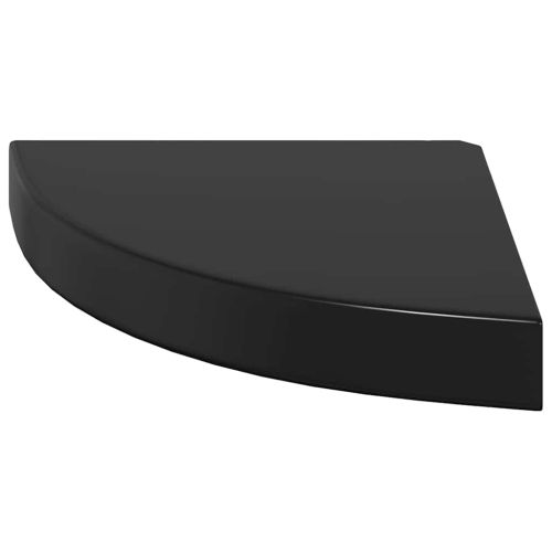 323889 Floating Corner Shelf High Gloss Black 25x25x3,8 cm MDF