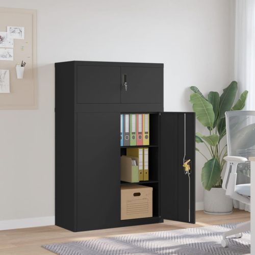 Шкаф за папки черен 90x40x145 см стомана