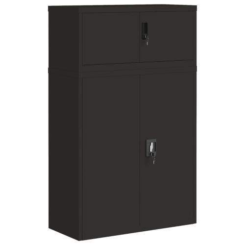 Шкаф за папки черен 90x40x145 см стомана