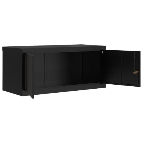 Шкаф за папки черен 90x40x145 см стомана