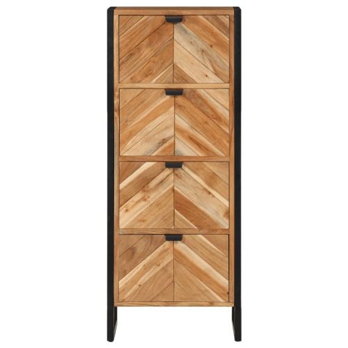 Шкаф за баня 40x30x100 см масивно акациево дърво и желязо