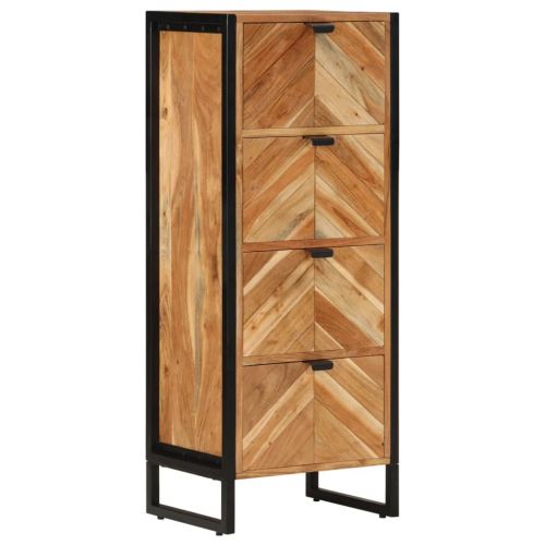 Шкаф за баня 40x30x100 см масивно акациево дърво и желязо
