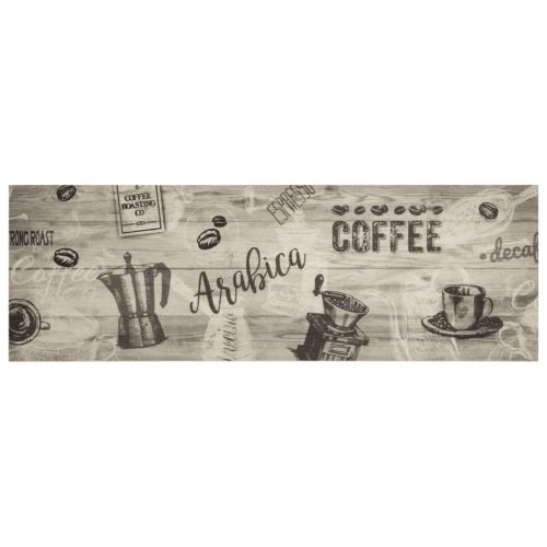 Кухненско килимче, миещо, Coffee, сиво, 60x180 см, кадифе