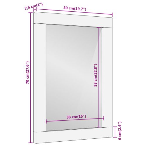 Огледало за баня 50x70x2,5 см мангово дърво масив и стъкло