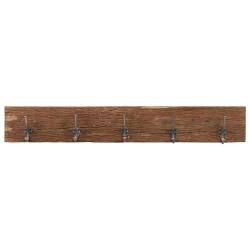 Закачалка с 5 куки, 100x2,5x15 см, регенерирано дърво масив