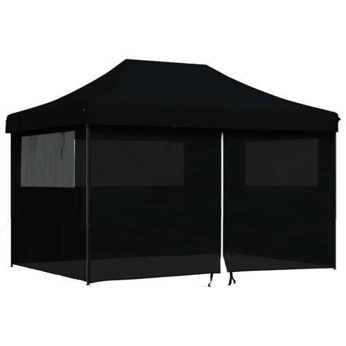 Сгъваема парти шатра pop-up с 4 странични стени черна