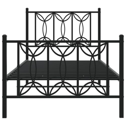 Метална рамка за легло с горна и долна табла, черна, 80x200 см
