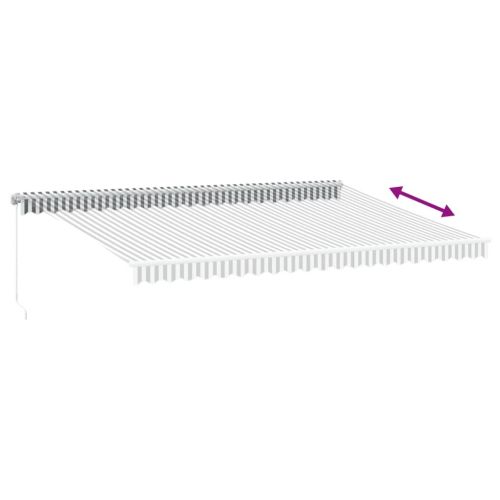 Ръчно прибираща се тента с LED, антрацит и бял, 500x350 см