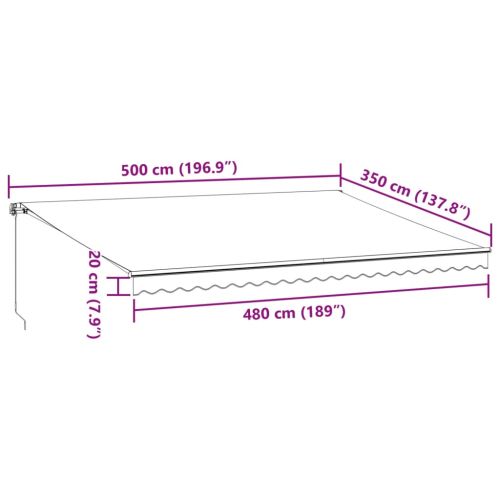 Ръчно прибираща се тента с LED, антрацит и бял, 500x350 см