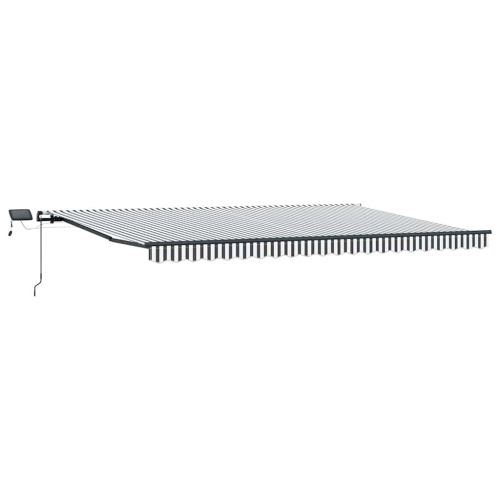 Ръчно прибираща се тента с LED, антрацит и бял, 500x350 см