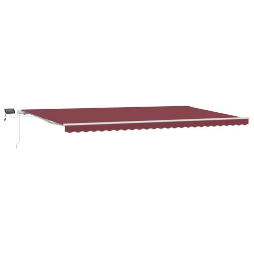 Ръчно прибираща се тента с LED, бордо, 600x300 см