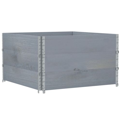 Палетни страници, сив, 3 бр, 100x100 см, борова дървесина масив