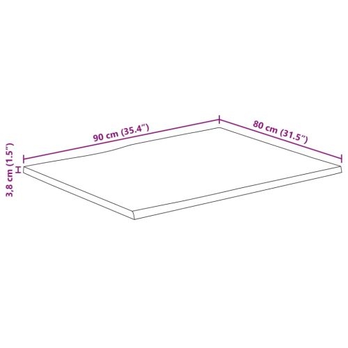 Плот за маса, жив ръб, 90x80x3,8 см, масивно дърво грубо манго