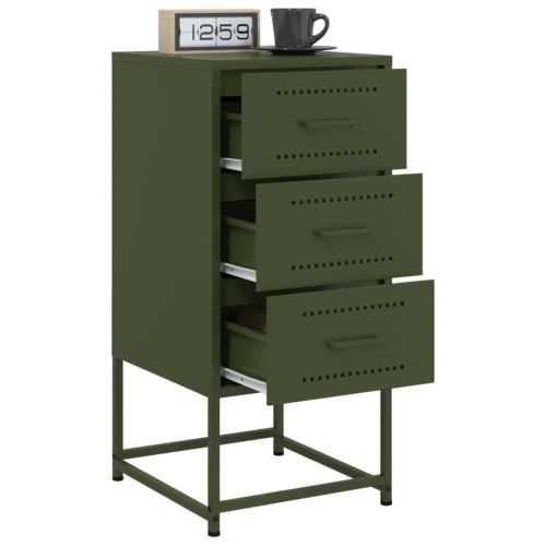 Нощни шкафчета 2 бр маслиненозелени 36x39x78 см стомана