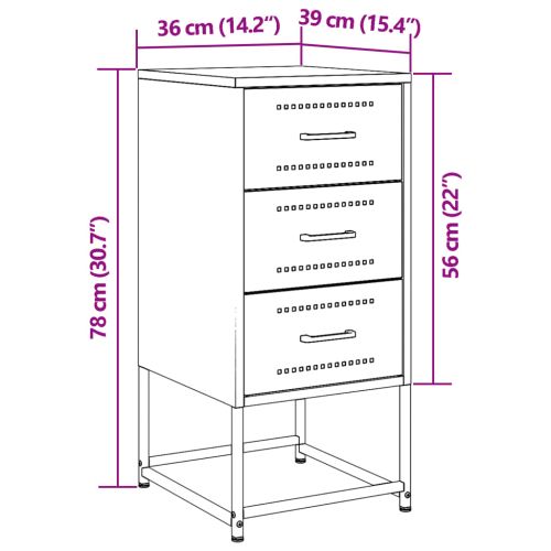 Нощни шкафчета 2 бр маслиненозелени 36x39x78 см стомана