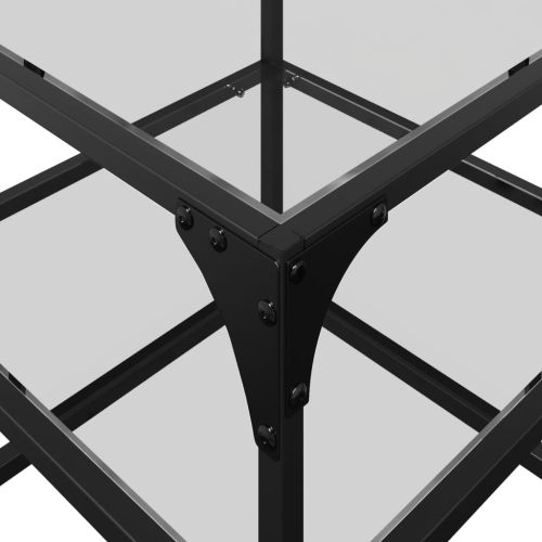 Маса за кафе с прозрачен стъклен плот 40x40x45 см стомана