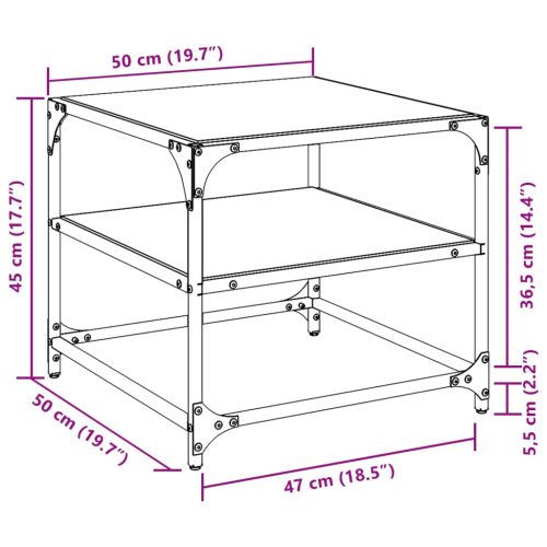 Маси за кафе с черен стъклен плот 2 бр 50x50x45 см стомана