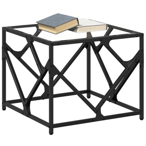Маса за кафе с прозрачен стъклен плот 50x50x41 см стомана