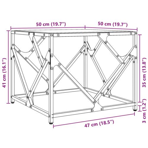 Маса за кафе с прозрачен стъклен плот 50x50x41 см стомана