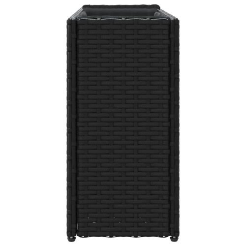 Градински плантери с 2 саксии 2 бр черни 90x20x40 см полиратан