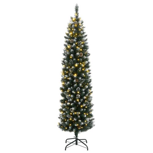Изкуствена тънка коледна елха, 300 LED, 210 см