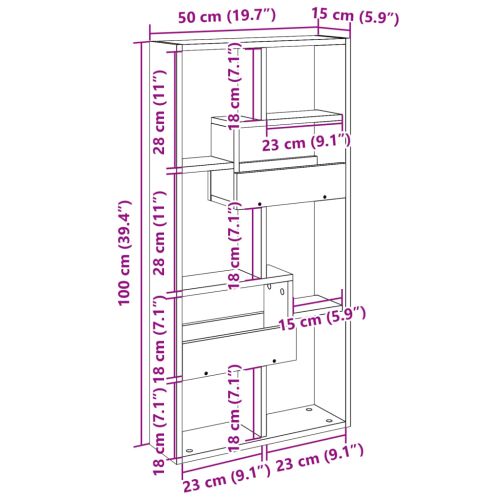 Стенен шкаф, бетонно сив, 50x15x100 см, инженерно дърво