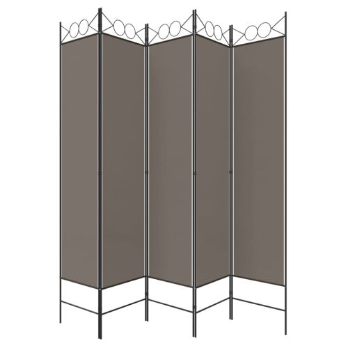Параван за стая, 5 панела, антрацит, 200x200 cм, текстил