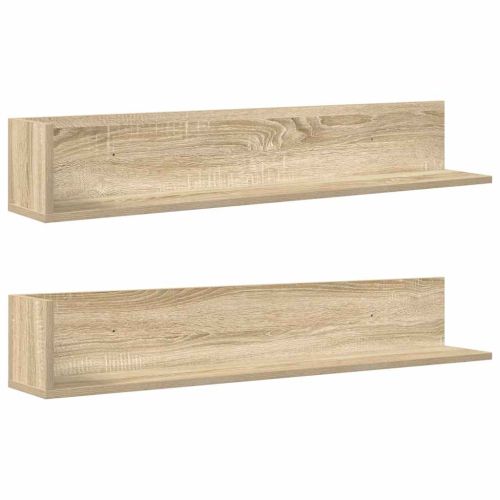 Стенни рафтове 2 бр сонома дъб 100x16,5x16,5 см инженерно дърво