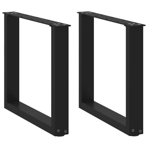 Крака за масичка за кафе, U-образни, 2 бр., черни, 50 x (42-43) см, стомана