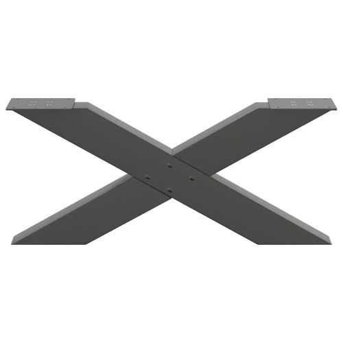 Крака за масичка за кафе, X-образни, 2 бр., антрацит, 70x(30-31) см, стомана
