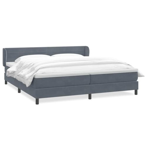 Box Spring легло с матраци Тъмно сиво 180x210 cm кадифе