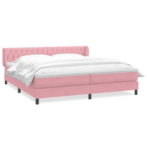 Box Spring легло с матраци Розово 180x210 cm Кадифе